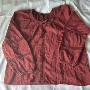 American Eagle Red Boho Blouse with Relaxed Fit